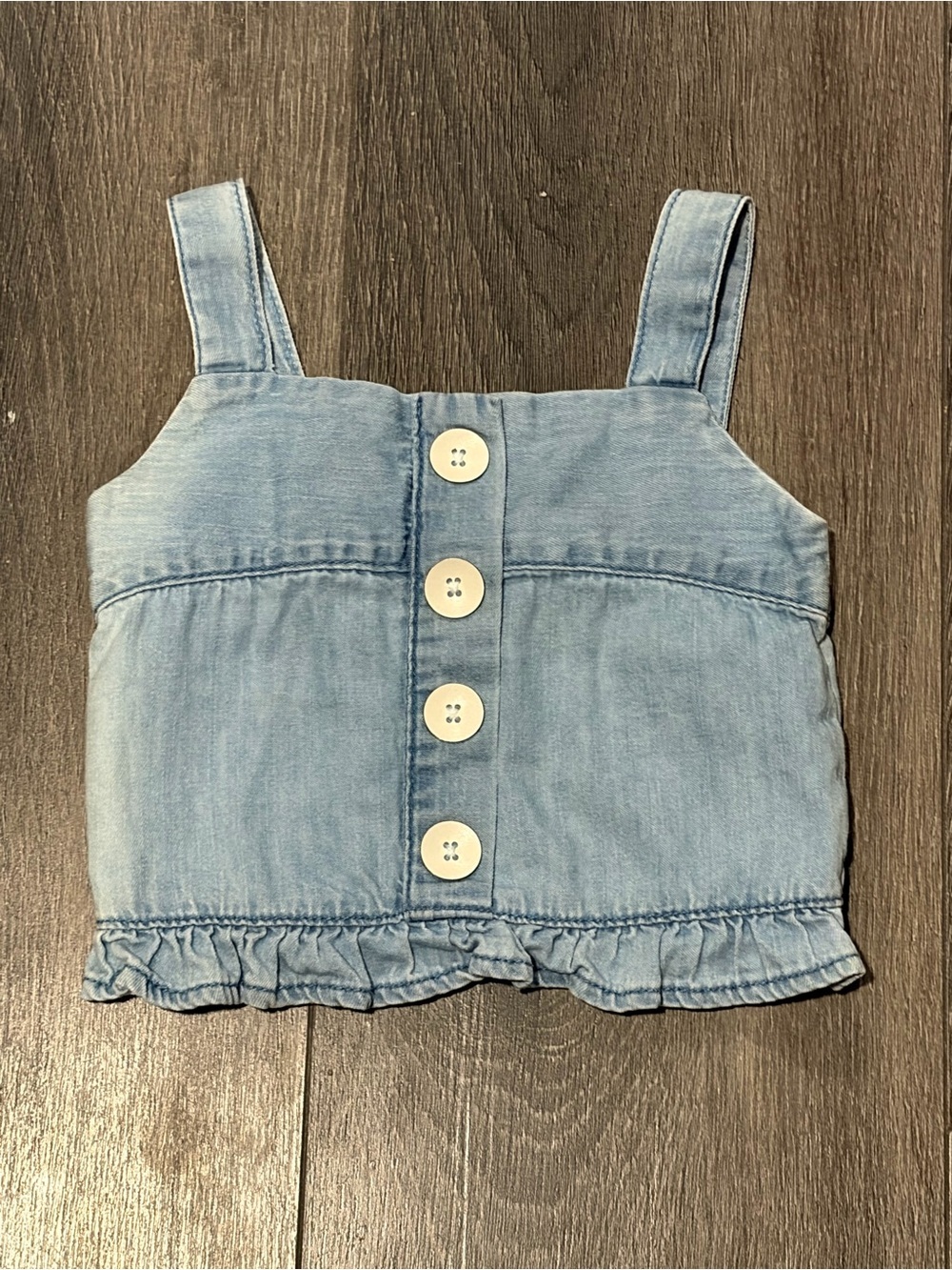 Zara Kids Light Blue Denim-Style Girls Size 5 Tank Top with Button Front